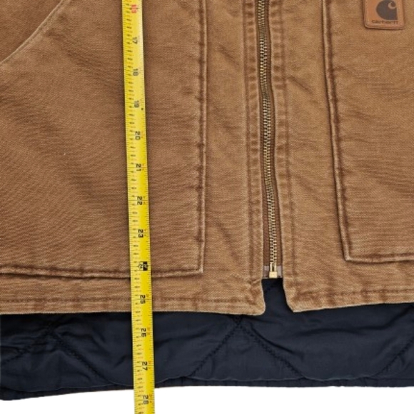 🔥VTG Carhartt Men's Brown Tan Canvas Duck Full Zip Vest Size 2XL - Picture 7 of 11